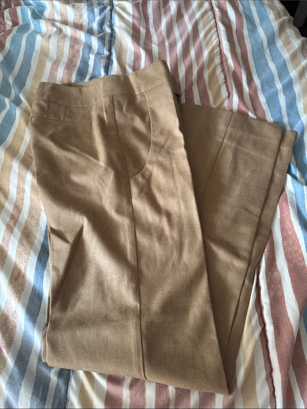 Classic Women's Tailored Wool Trousers in Camel